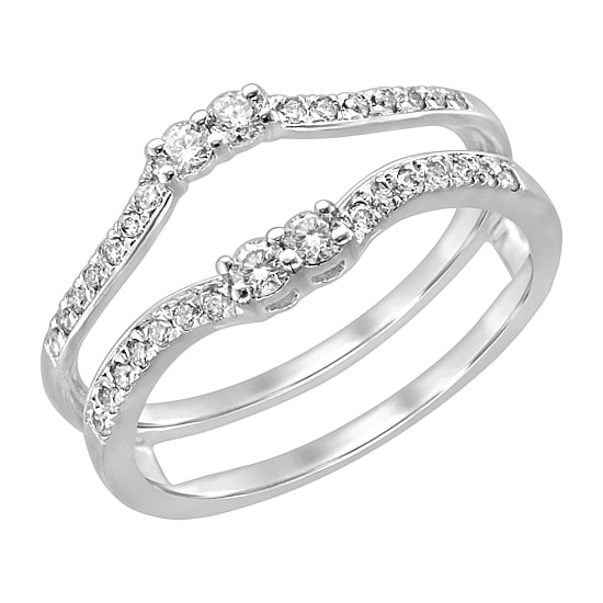 Womens 1/3 CT. T.W. Natural White Diamond 14K Gold Wedding Ring Guard