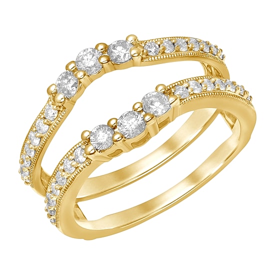 Womens 3/4 CT. T.W. Natural White Diamond 14K Gold Ring Guard