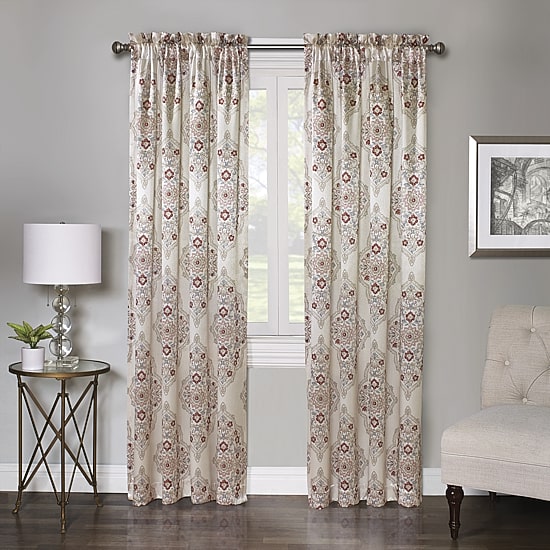 Regal Home Regency Medallion Rod Pocket Light-Filtering Single Curtain Panel