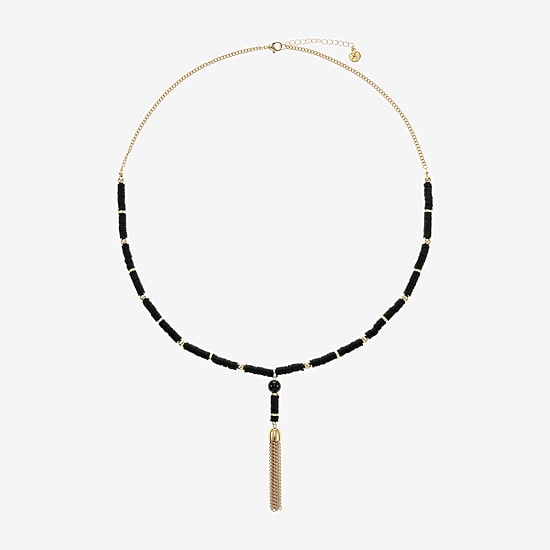 Mixit Gold Tone & Black Beaded Womens 30 Inch Y Necklace