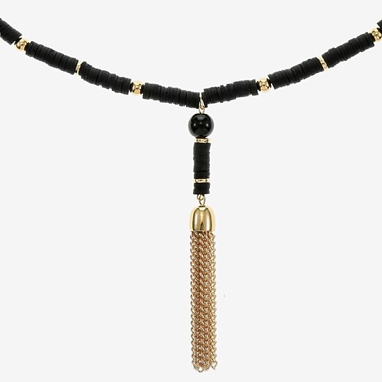 Mixit Gold Tone & Black Beaded Womens 30 Inch Y Necklace