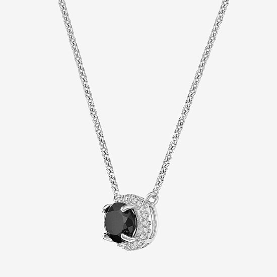 Womens Genuine Black Onyx Sterling Silver Oval 18 Inch Pendant Necklace