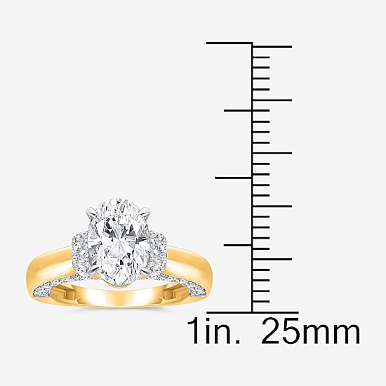 (I / I1) Womens 3 CT. T.W. Lab Grown White Diamond 10K Gold or 14K Gold Oval Solitaire Engagement Ring