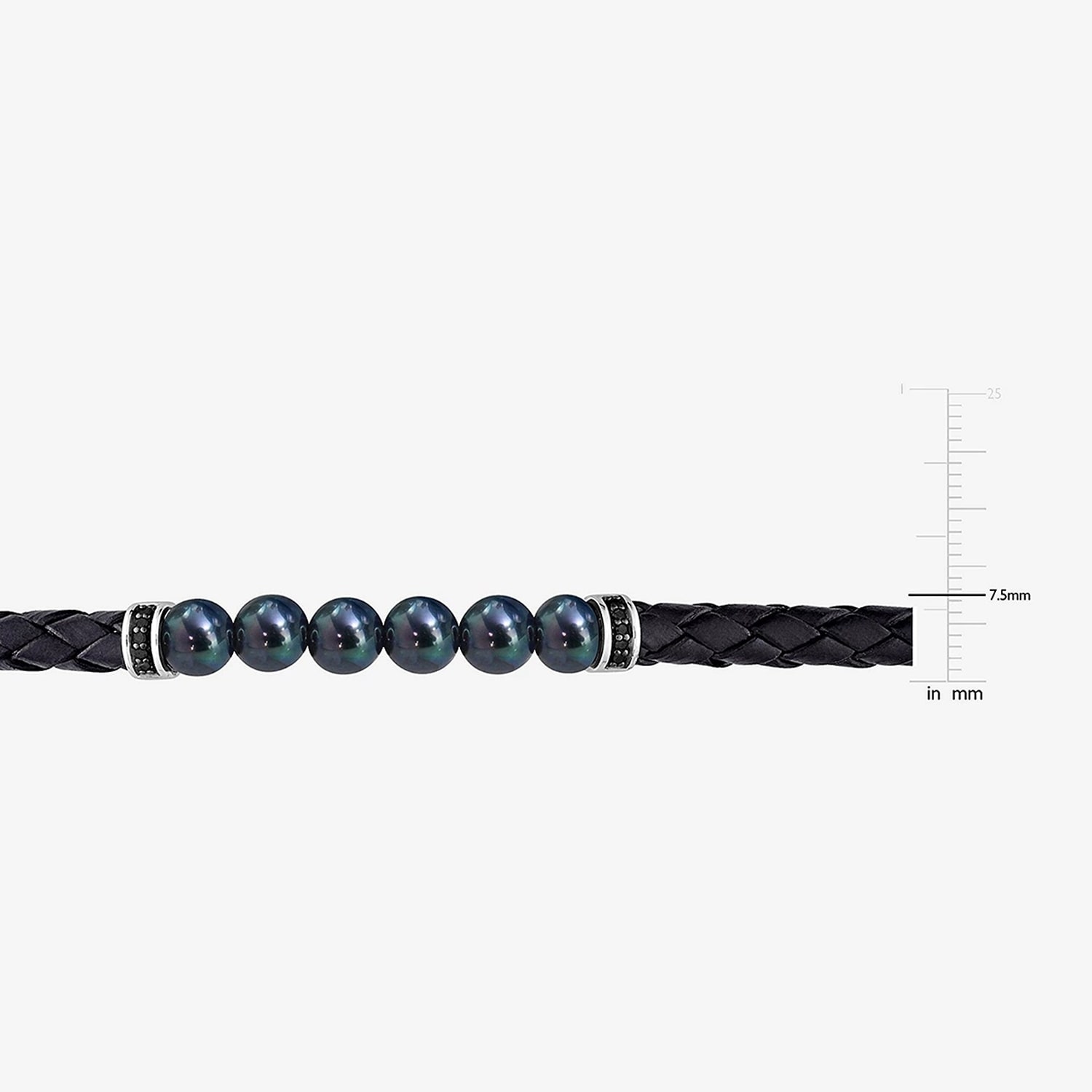Mens Dyed Black Cultured Freshwater Pearl Beaded Bracelet