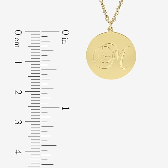 Personalized 14K Gold Over Sterling Silver Initial Disc Pendant Necklace