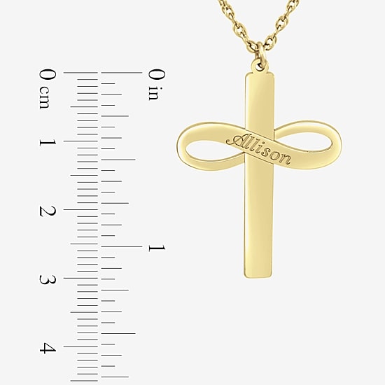 Personalized Womens 24K Gold Over Silver Cross Infinity Name Pendant Necklace