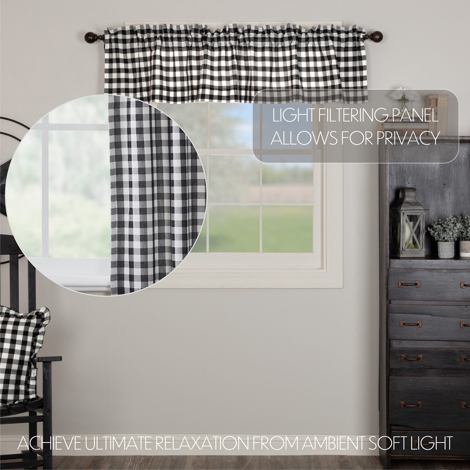 Annie Buffalo Check Rod Pocket Tailored Valance