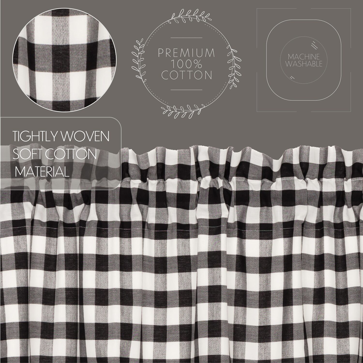 Annie Buffalo Check Rod Pocket Tailored Valance