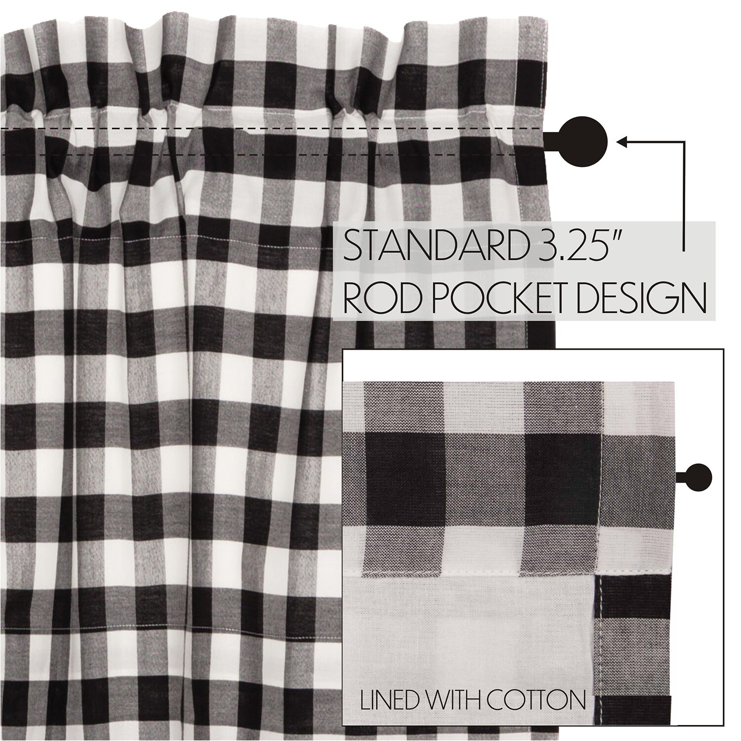 Annie Buffalo Check Rod Pocket Tailored Valance