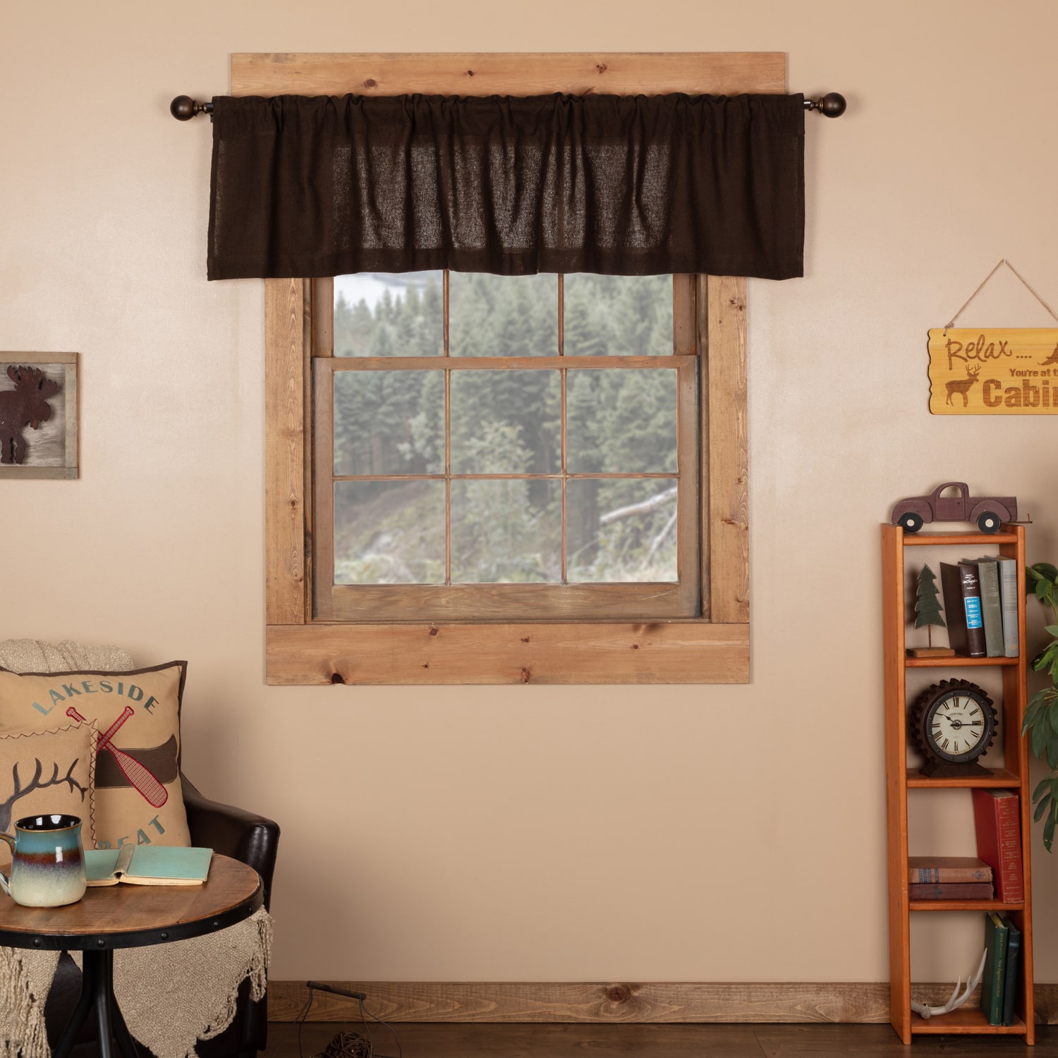 Chocolate Burlap Tailored Valance