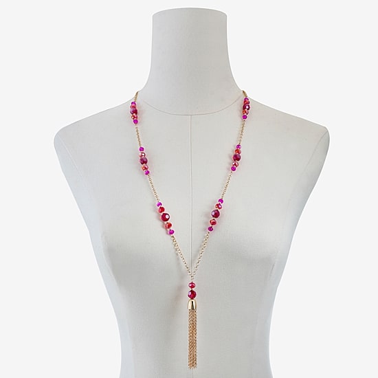 Liz Claiborne Tassel Womens Round 30 Inch Pendant Necklace