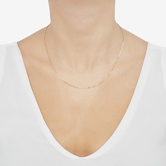 14K Gold .75mm Box Chain Necklace