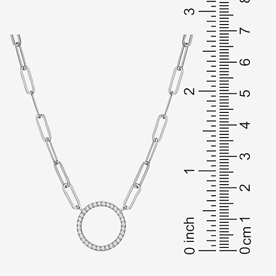 Paris 1901 By Charles Garnier Womens White Cubic Zirconia Sterling Silver Circle 18 Inch Pendant Necklace