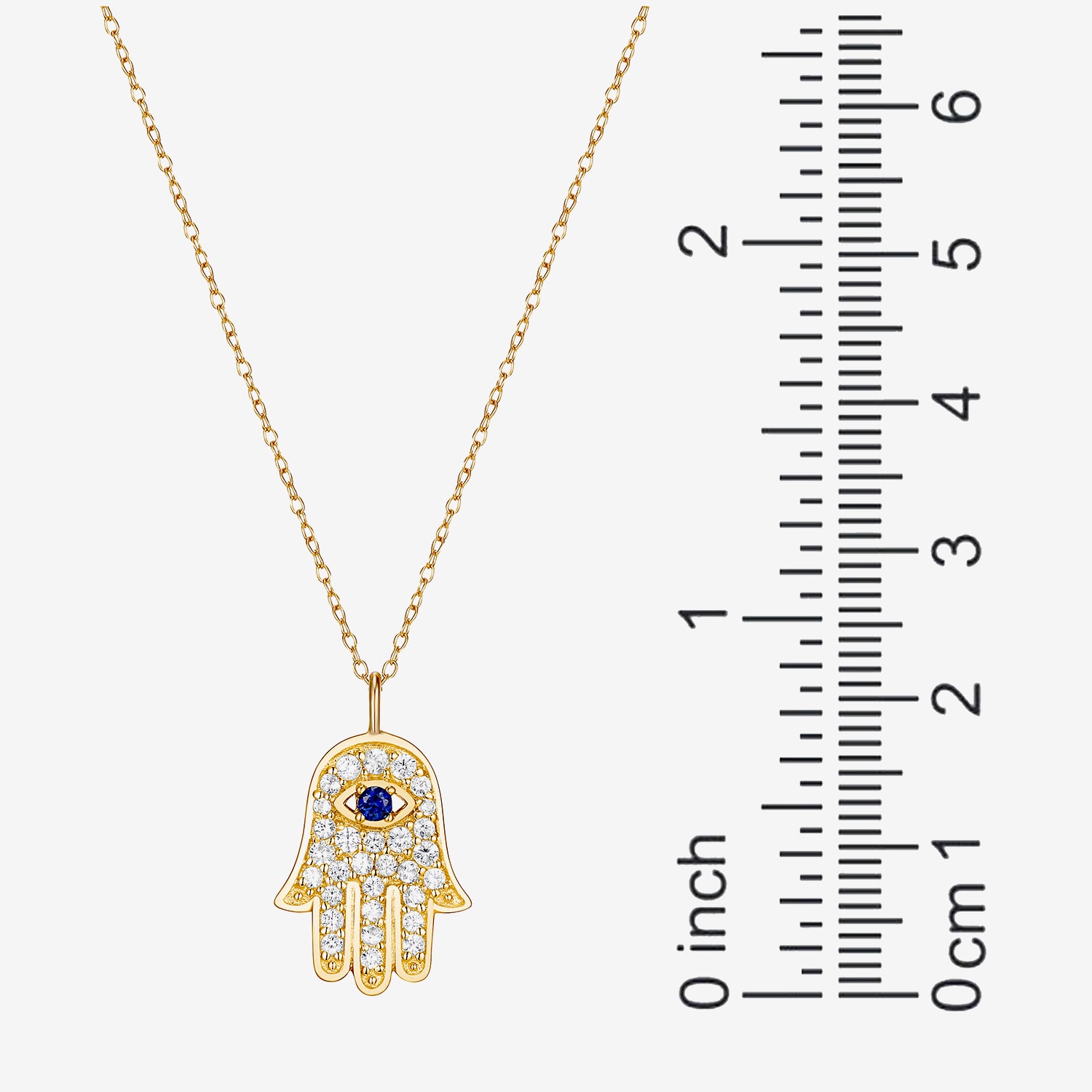 Womens 1/2 CT. T.W. Multi Color Cubic Zirconia 18K Gold Over Silver Hamsa 18 Inch Pendant Necklace