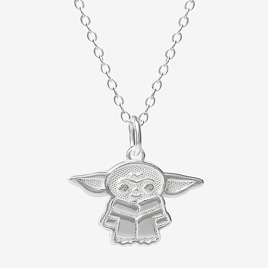 Disney Collection Made in Italy Grogu Girls Sterling Silver 15 Inch Pendant Necklace
