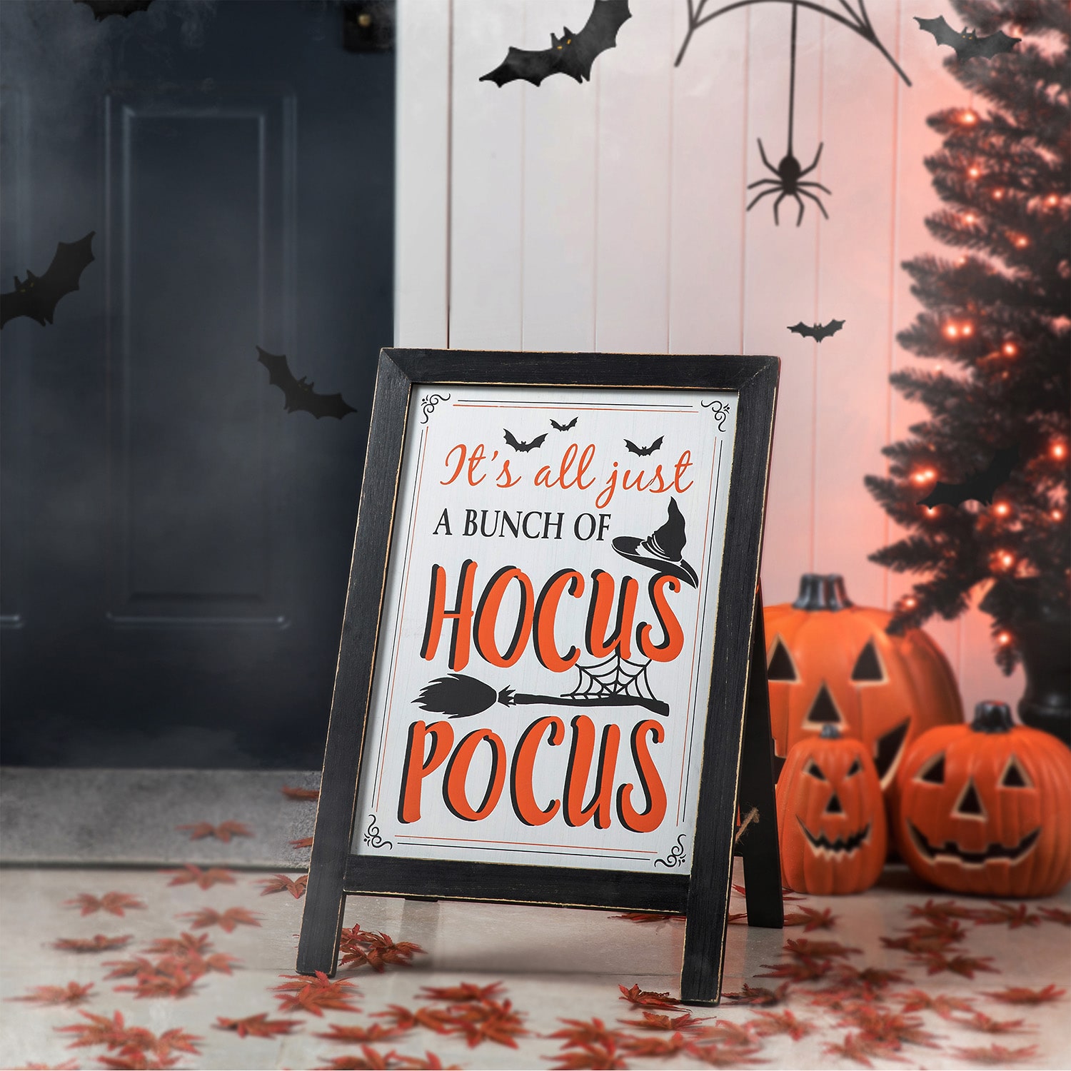 Glitzhome Halloween Wooden Standing Easel Indoor Porch Sign