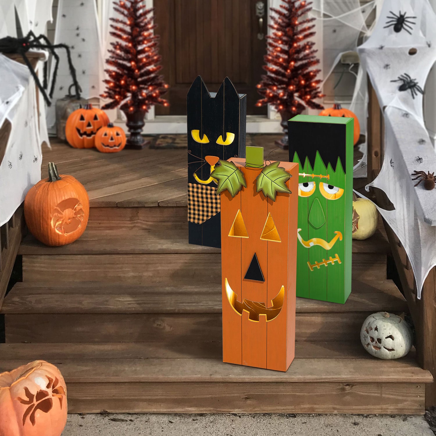 Glitzhome Lighted Pumpkin Decor Halloween Indoor Porch Sign