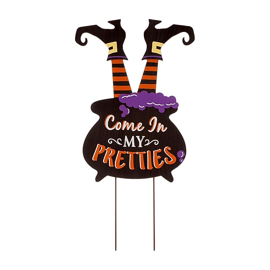 Glitzhome Halloween Wooden Witch Holiday Yard Art