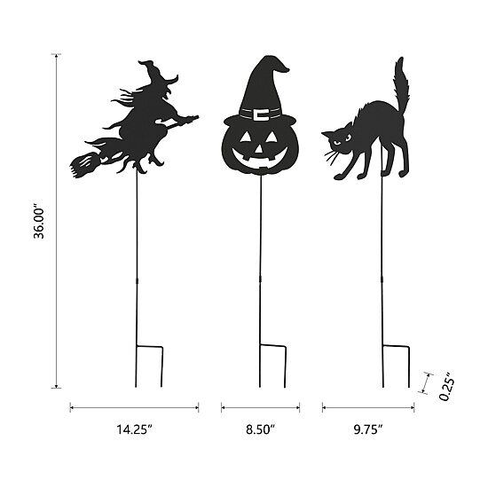 Glitzhome Set Of 3 Halloween Metal Holiday Yard Art