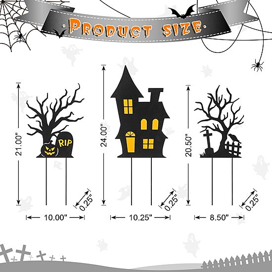 Glitzhome Set Of 3 Halloween Metal Holiday Yard Art