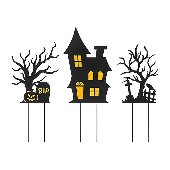 Glitzhome Set Of 3 Halloween Metal Holiday Yard Art