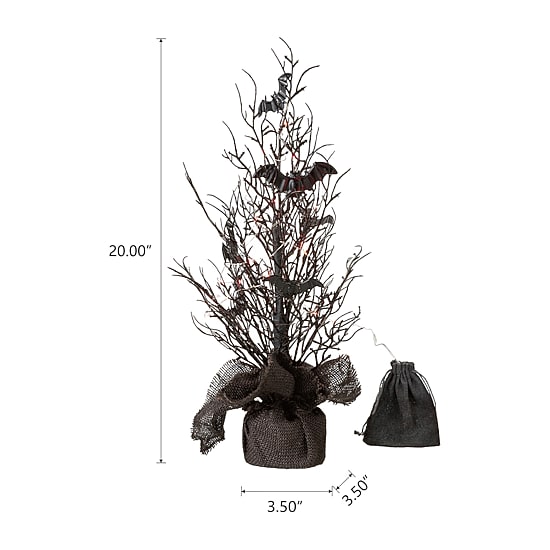 Glitzhome Halloween Lighted Bats Tree Tabletop Decor