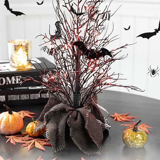 Glitzhome Halloween Lighted Bats Tree Tabletop Decor