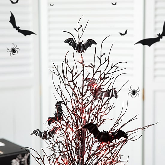 Glitzhome Halloween Lighted Bats Tree Tabletop Decor
