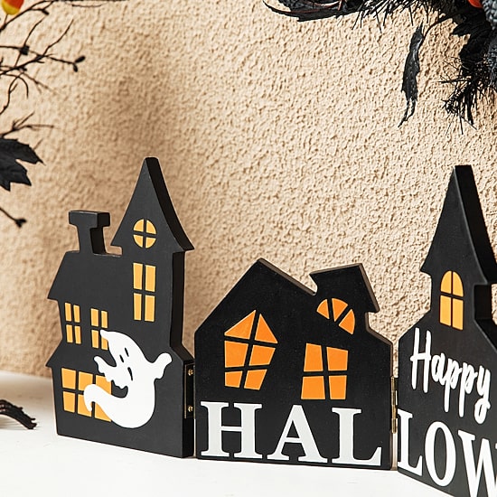 Glitzhome Haunted House Halloween Tabletop Decor