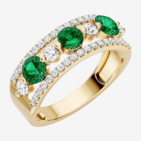 1/2 CT. T.W. Lab-Grown Diamond and Genuine Gemstone 10K Gold Ring