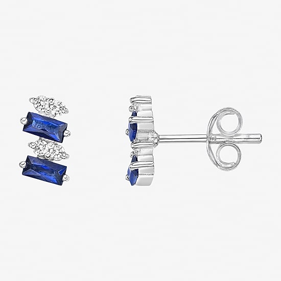 Lab Created Blue Sapphire Sterling Silver 7.5mm Stud Earrings