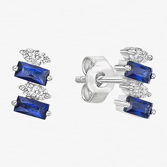 Lab Created Blue Sapphire Sterling Silver 7.5mm Stud Earrings