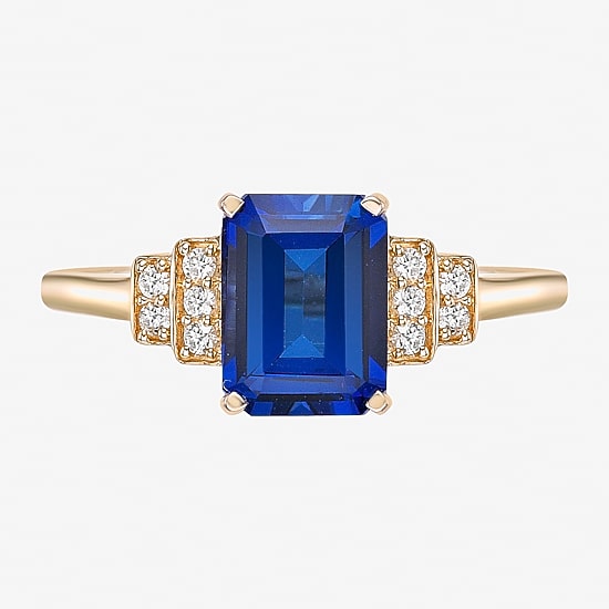 Womens Lab Created Blue Sapphire 18K Gold Over Silver Cocktail Ring