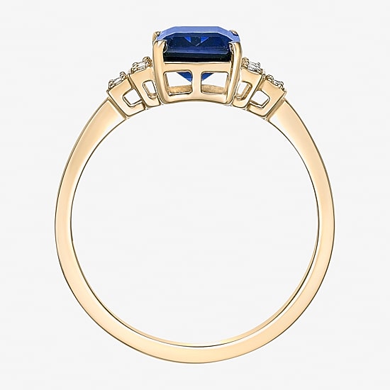 Womens Lab Created Blue Sapphire 18K Gold Over Silver Cocktail Ring