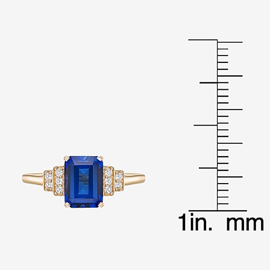 Womens Lab Created Blue Sapphire 18K Gold Over Silver Cocktail Ring