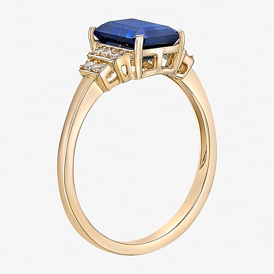 Womens Lab Created Blue Sapphire 18K Gold Over Silver Cocktail Ring