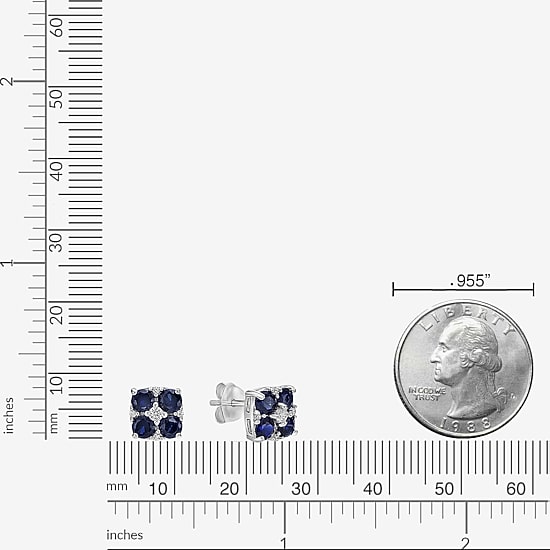 Lab Created Blue Sapphire Sterling Silver 7.5mm Flower Stud Earrings