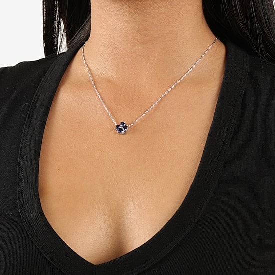 Womens Lab Created Blue Sapphire Sterling Silver 18 Inch Pendant Necklace