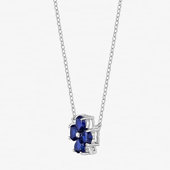 Womens Lab Created Blue Sapphire Sterling Silver 18 Inch Pendant Necklace
