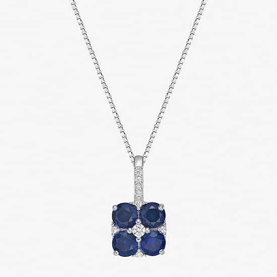 Womens Lab Created Blue Sapphire Sterling Silver 18 Inch Pendant Necklace