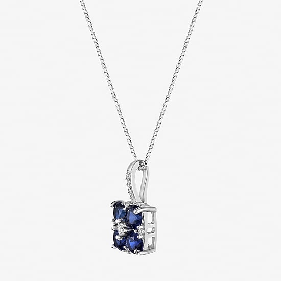 Womens Lab Created Blue Sapphire Sterling Silver 18 Inch Pendant Necklace