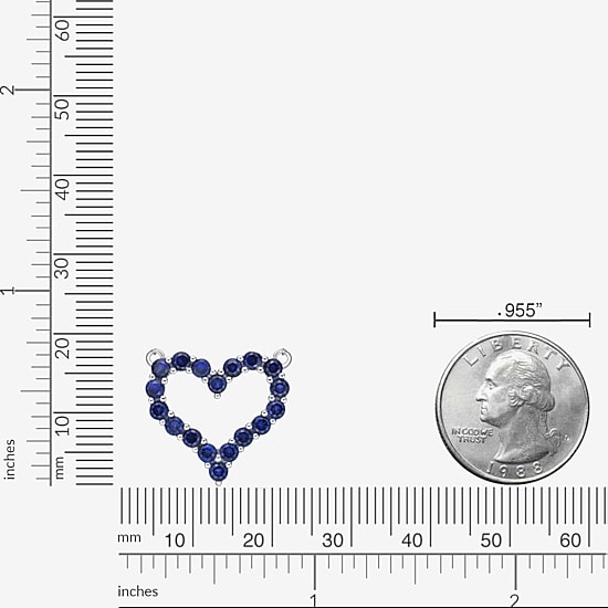 Womens Lab Created Blue Sapphire Sterling Silver Heart 18 Inch Pendant Necklace