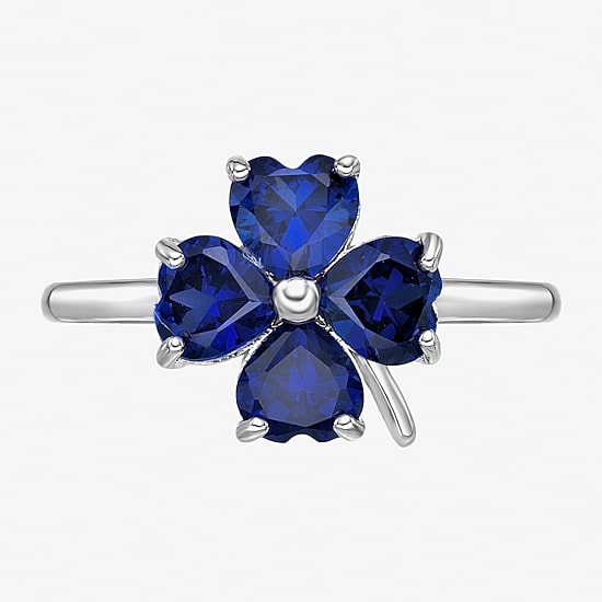 Womens Lab Created Blue Sapphire Sterling Silver Flower Cocktail Ring