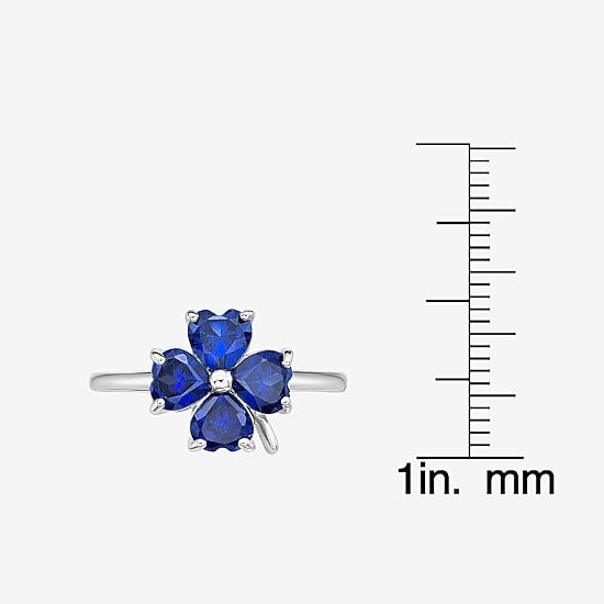 Womens Lab Created Blue Sapphire Sterling Silver Flower Cocktail Ring