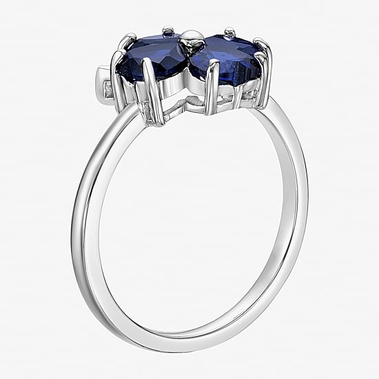 Womens Lab Created Blue Sapphire Sterling Silver Flower Cocktail Ring