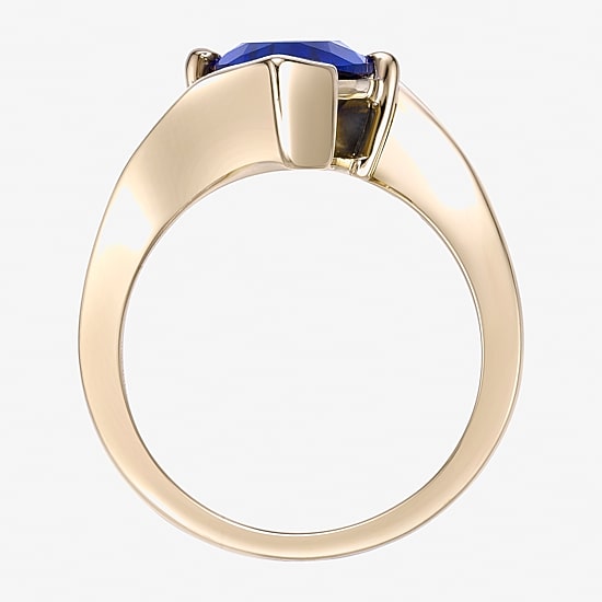 Womens Lab Created Blue Sapphire 18K Gold Over Silver Marquise Cocktail Ring