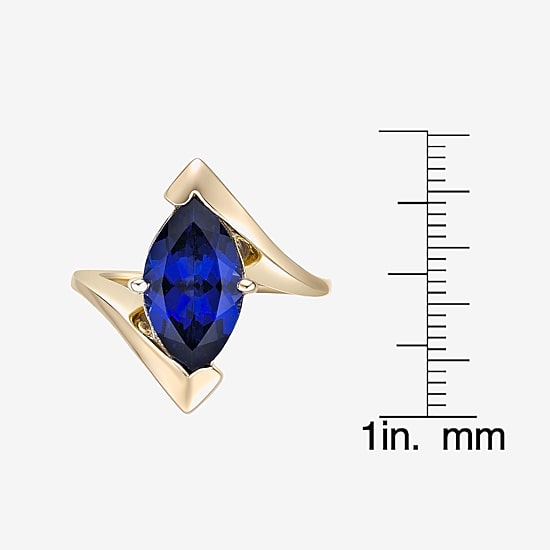 Womens Lab Created Blue Sapphire 18K Gold Over Silver Marquise Cocktail Ring