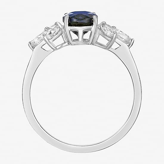 Womens Lab Created Blue Sapphire Sterling Silver Oval Cocktail Ring