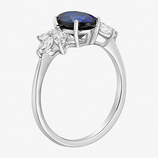 Womens Lab Created Blue Sapphire Sterling Silver Oval Cocktail Ring