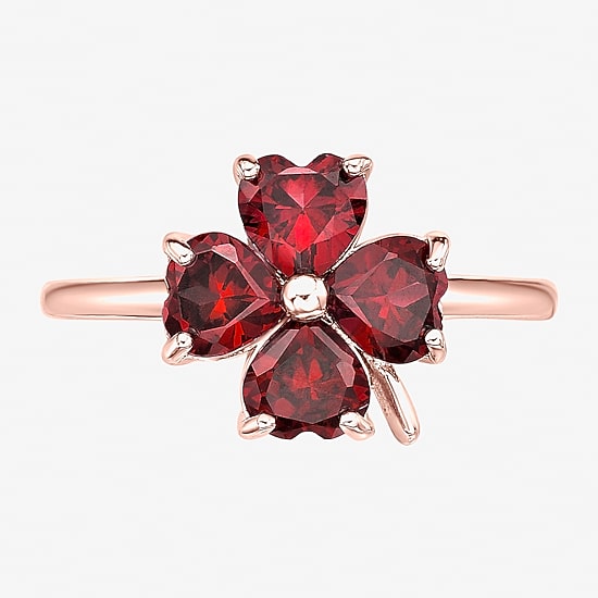 Womens Lab Created Red Ruby 18K Gold Over Silver Flower Cocktail Ring